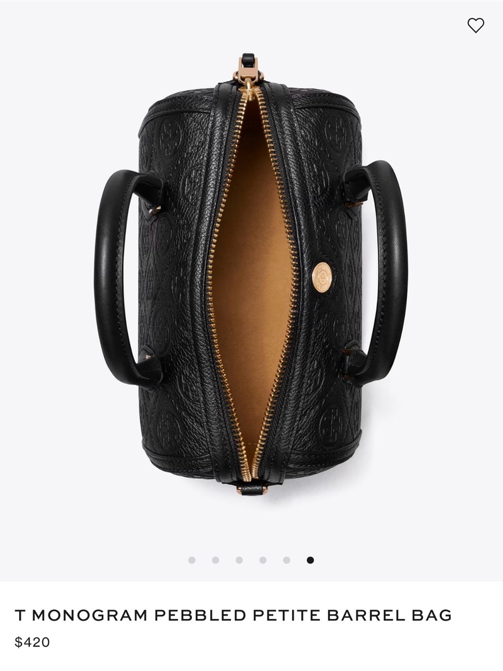 Tory Burch T Monogram Pebbled Petite Barrel Bag - Black